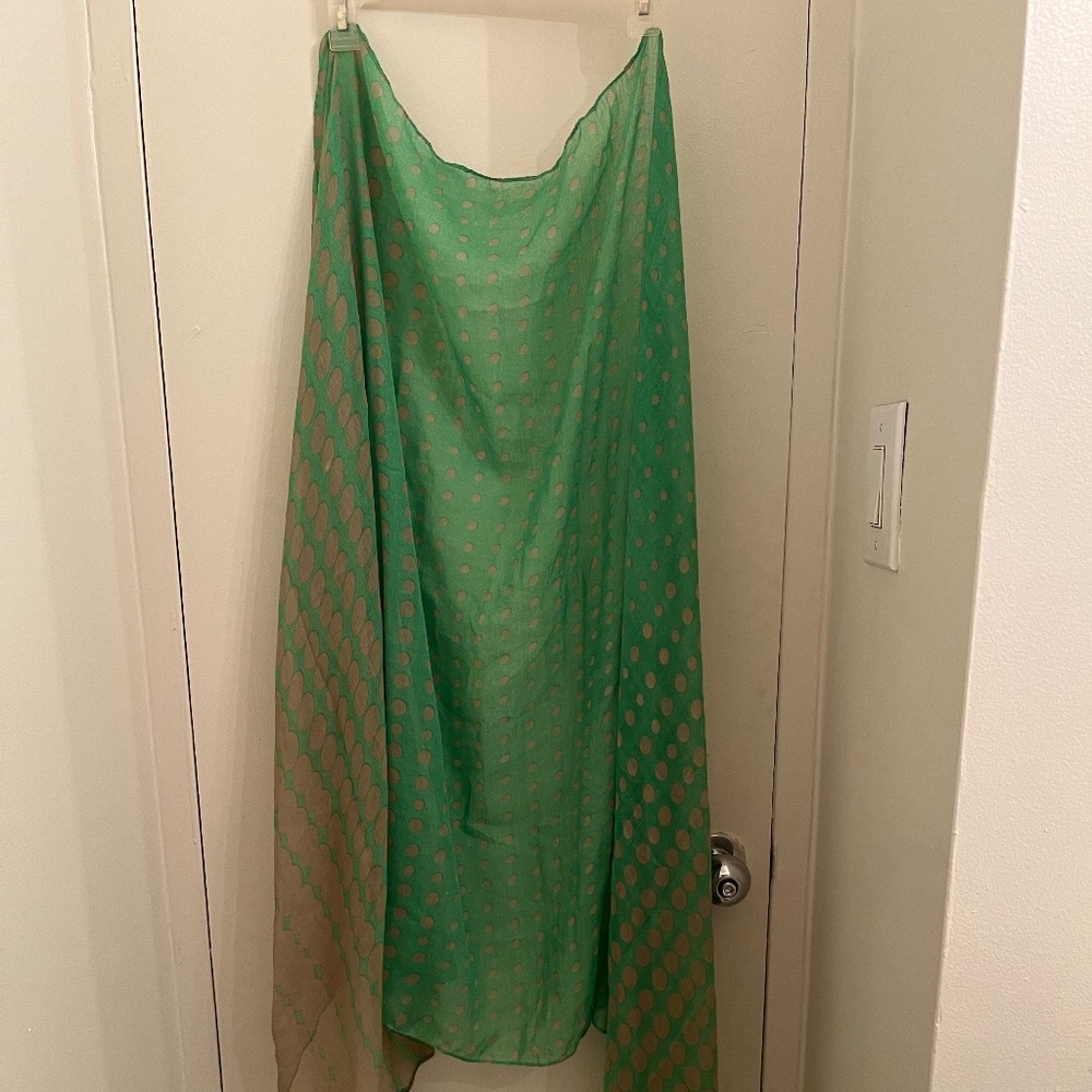 Green and gray polka dot scarf